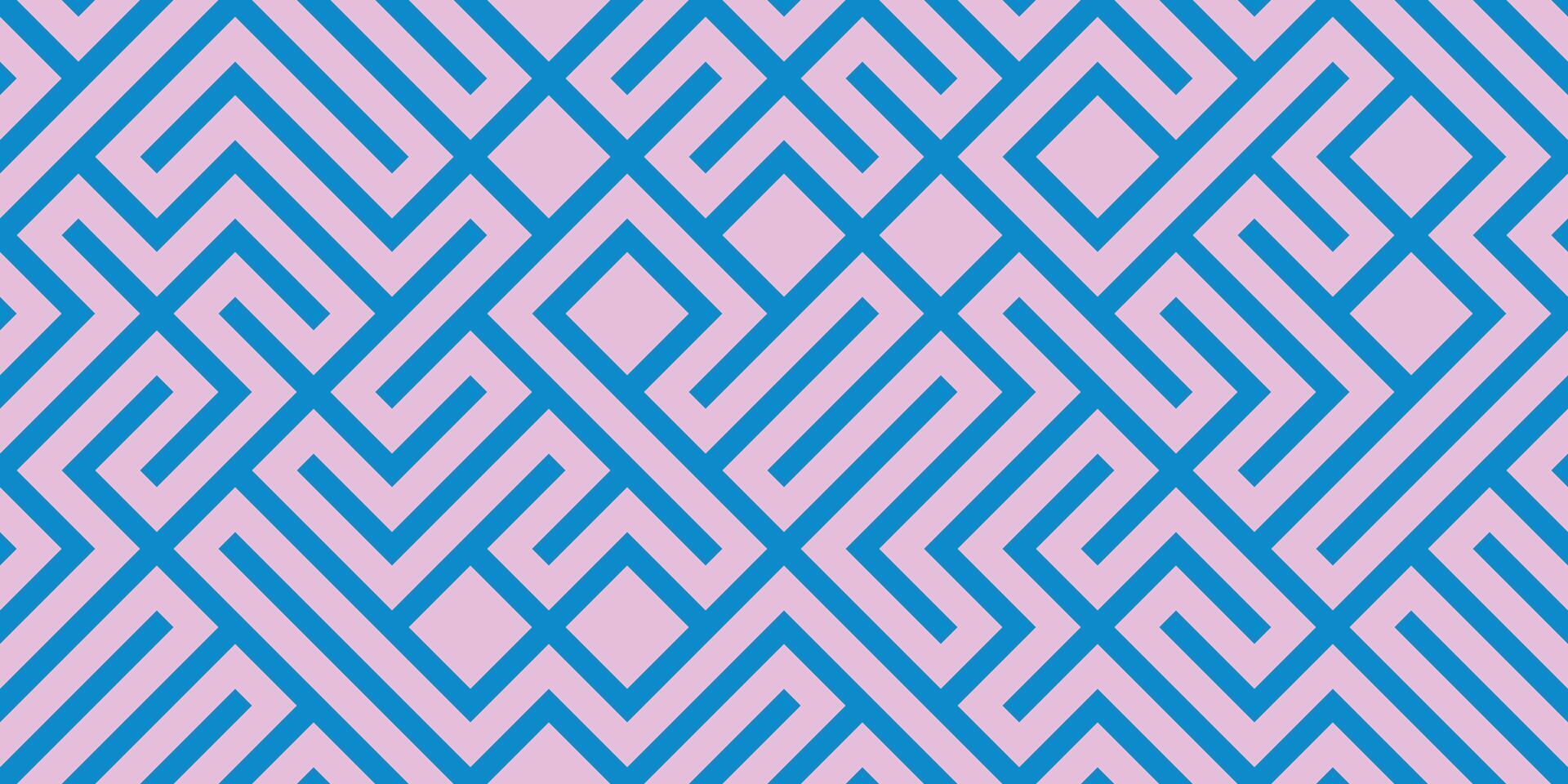 Seamless blue and pink linear geometric pattern vector
