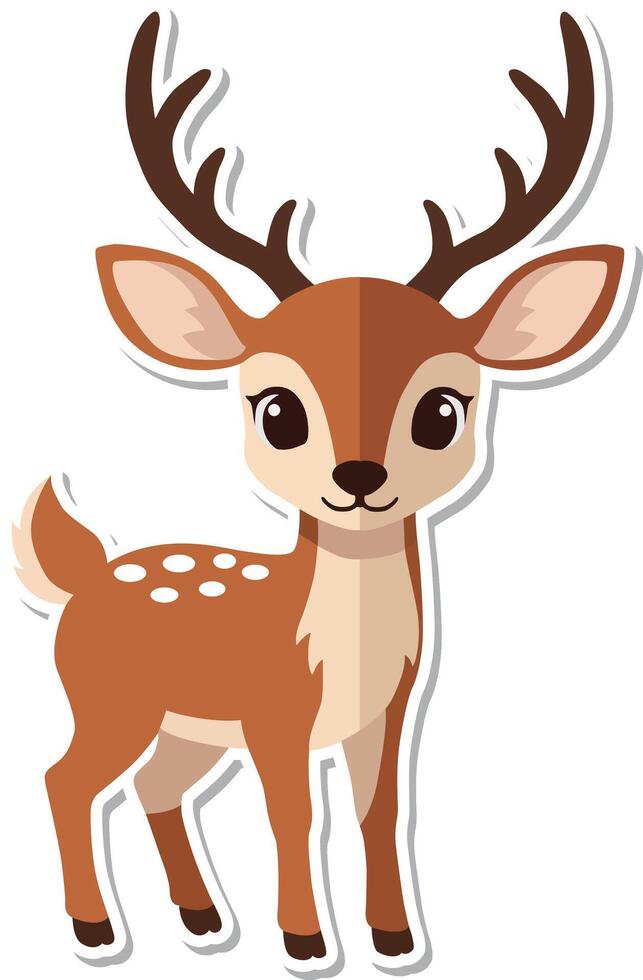 Cute Cartoon Deer with Antlers illustration vector