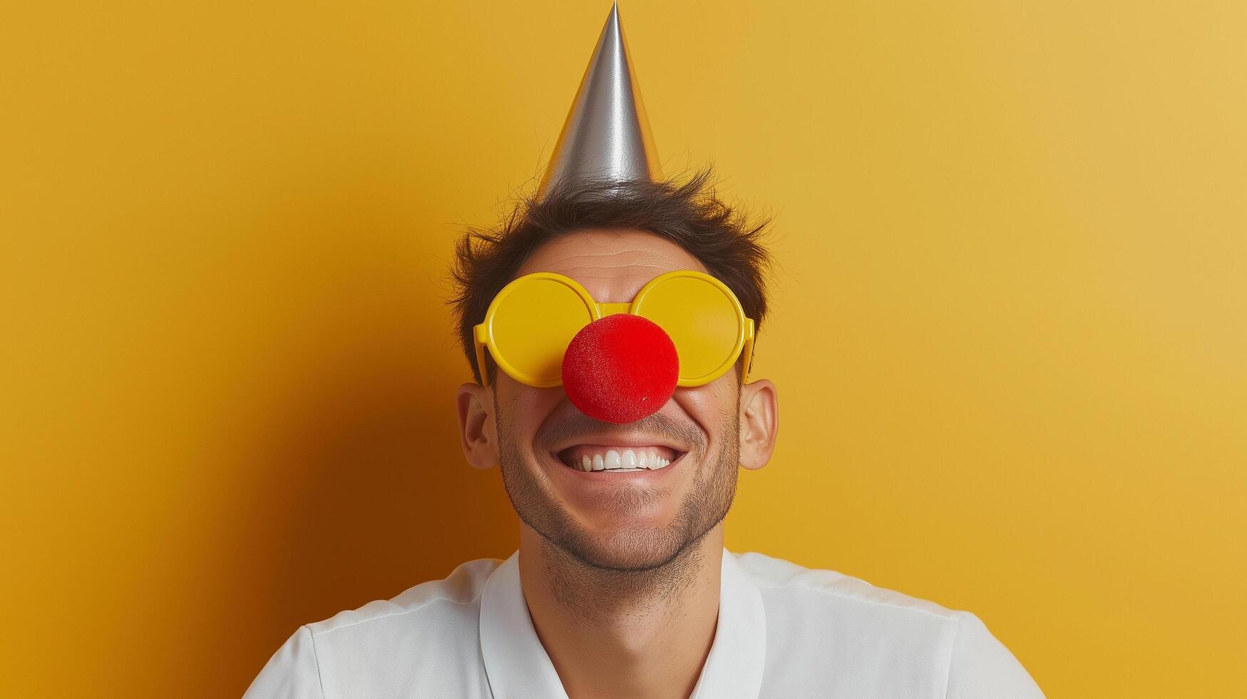 Cheerful Male with Clown Accessories photo