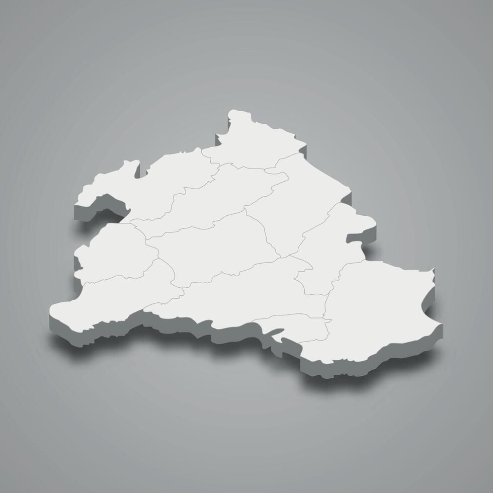 Zabul 3d isometric map is a region of Afghanistan vector