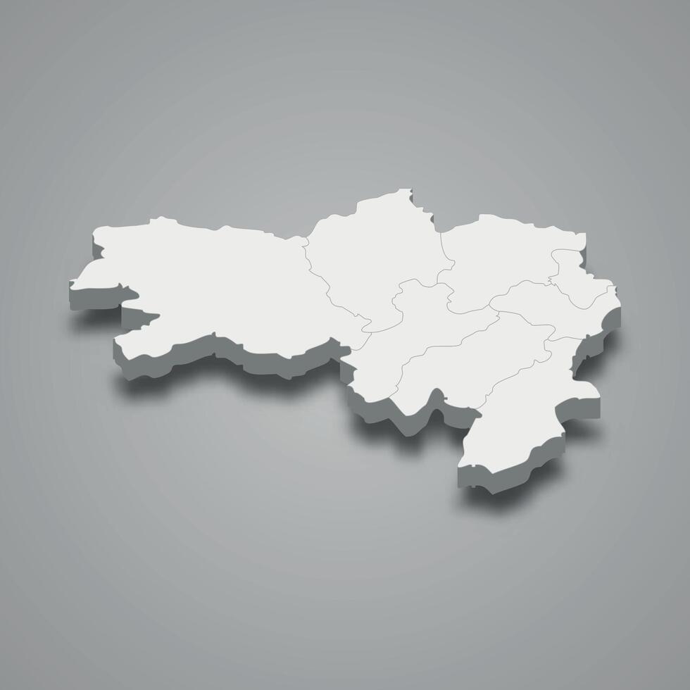 Wardak 3d isometric map is a region of Afghanistan vector
