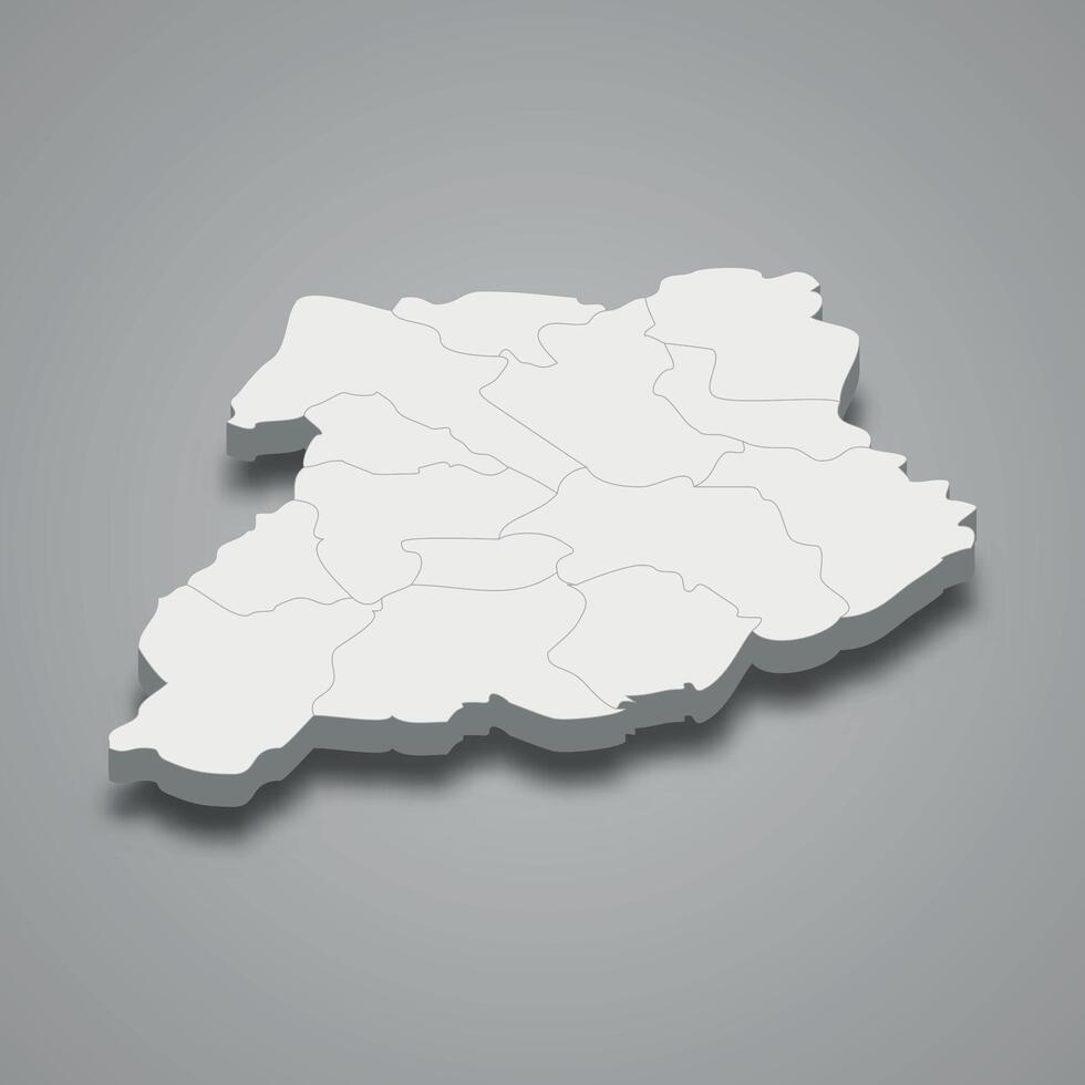 Khost 3d isometric map is a region of Afghanistan vector