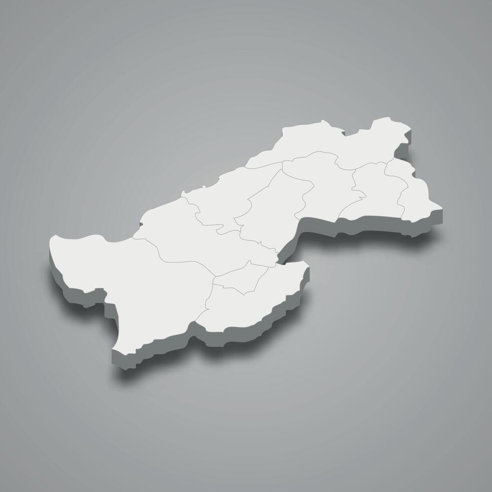 Paktia 3d isometric map is a region of Afghanistan vector