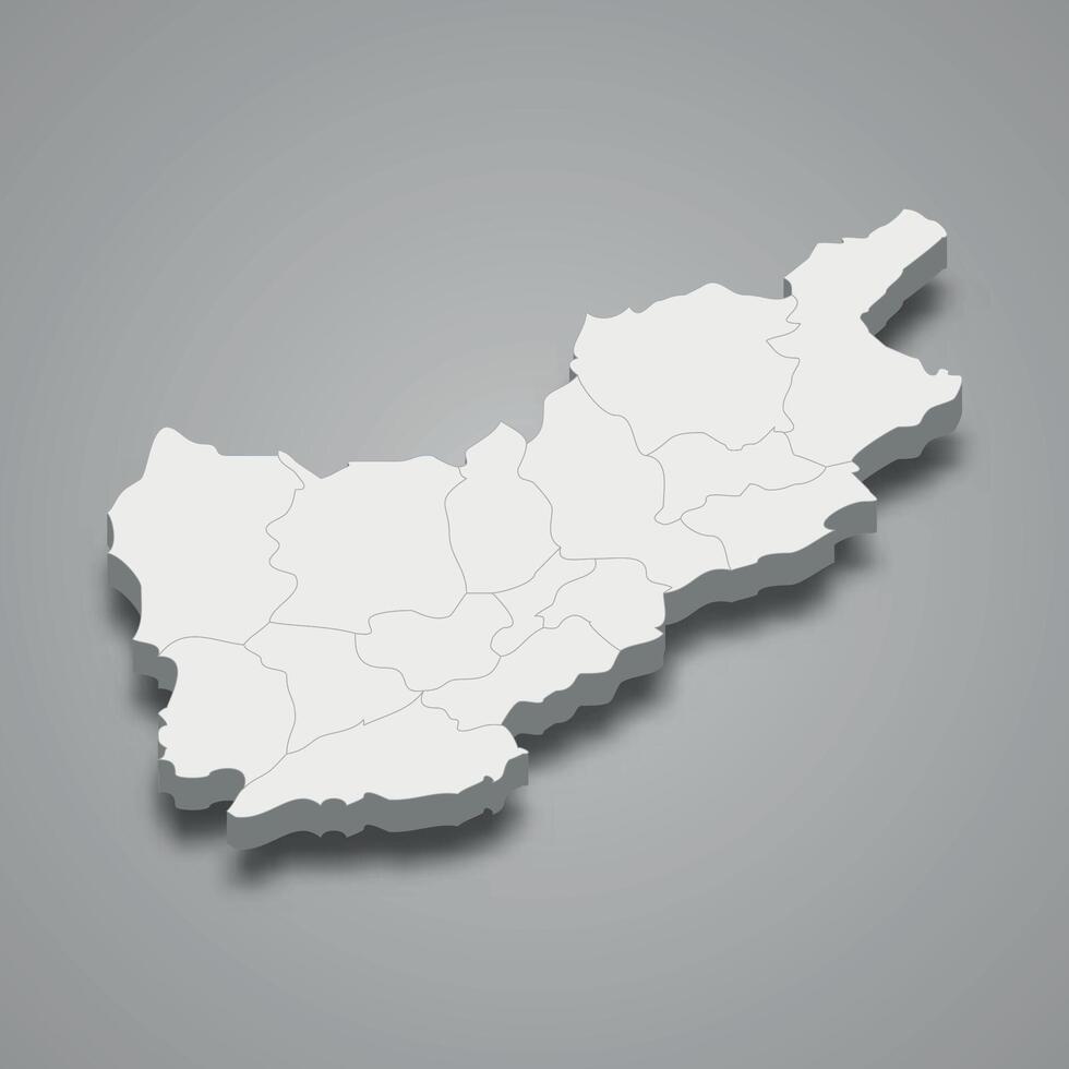 Kunar 3d isometric map is a region of Afghanistan vector