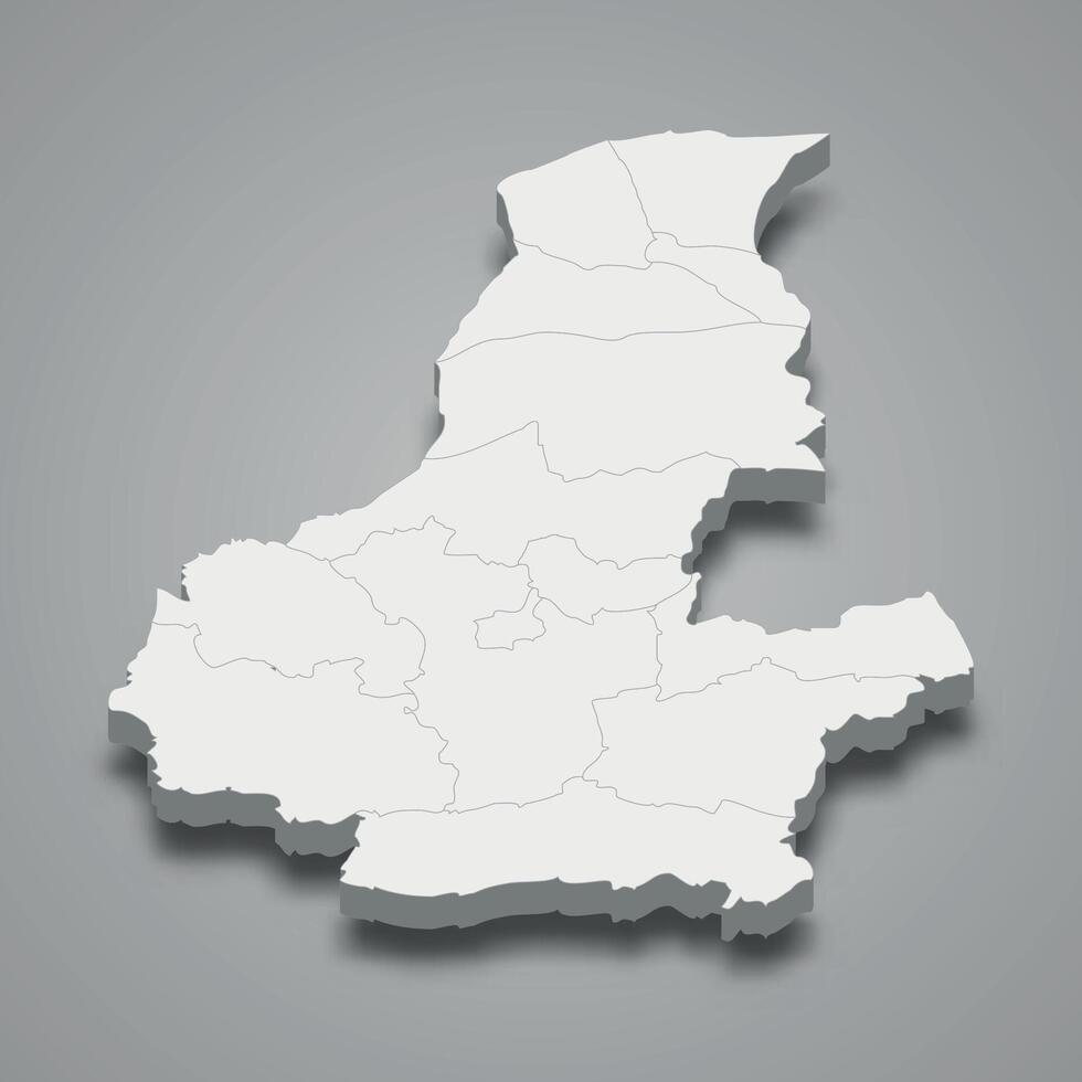 Faryab 3d isometric map is a region of Afghanistan vector