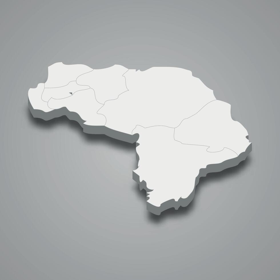 Kapisa 3d isometric map is a region of Afghanistan vector