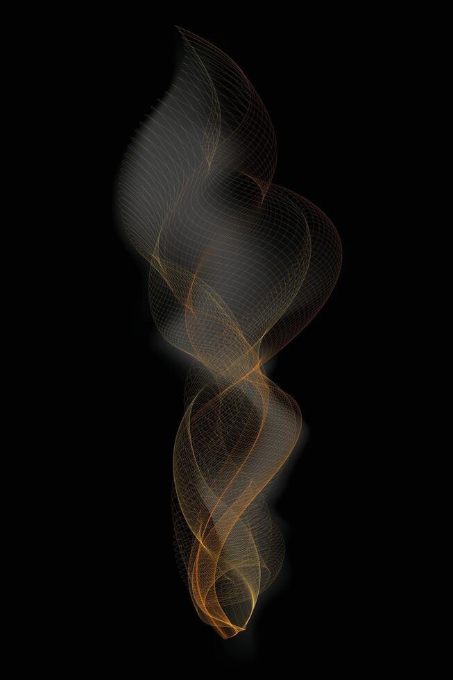Abstract Glowing Flame Smoke Wave with Golden Gradient Lines vector