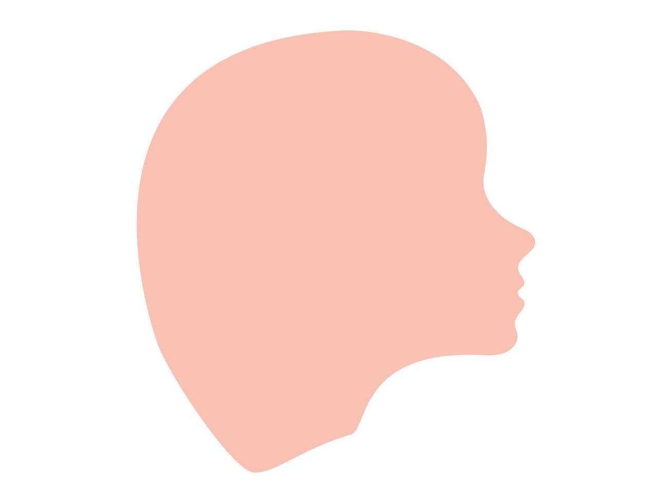 Minimalist silhouette of head of human woman of Caucasian race with neutral skin tone. Face of girl child. White background. Avatar icon, design element, ethnicity, racial identity, nationality vector