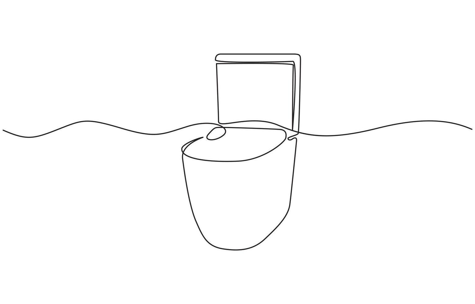 Continuous one line drawing of hygienic flush toilet design. Flush toilet in single line draw illustration vector