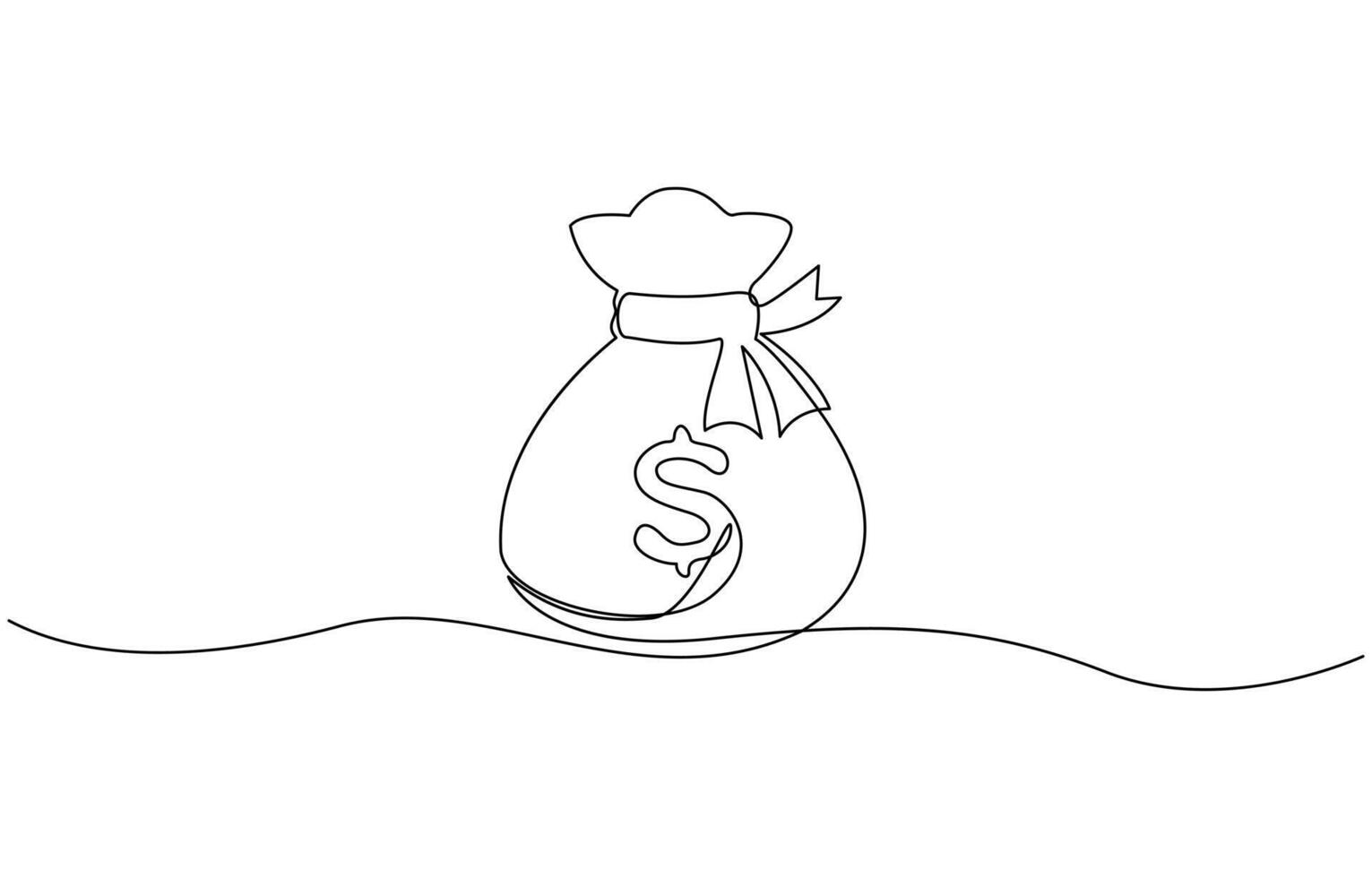 Continuous one line drawing of dollar money bag design. Single Line Drawing of Saving Money Icon. Money bag storage in single line draw illustration editable stroke. vector