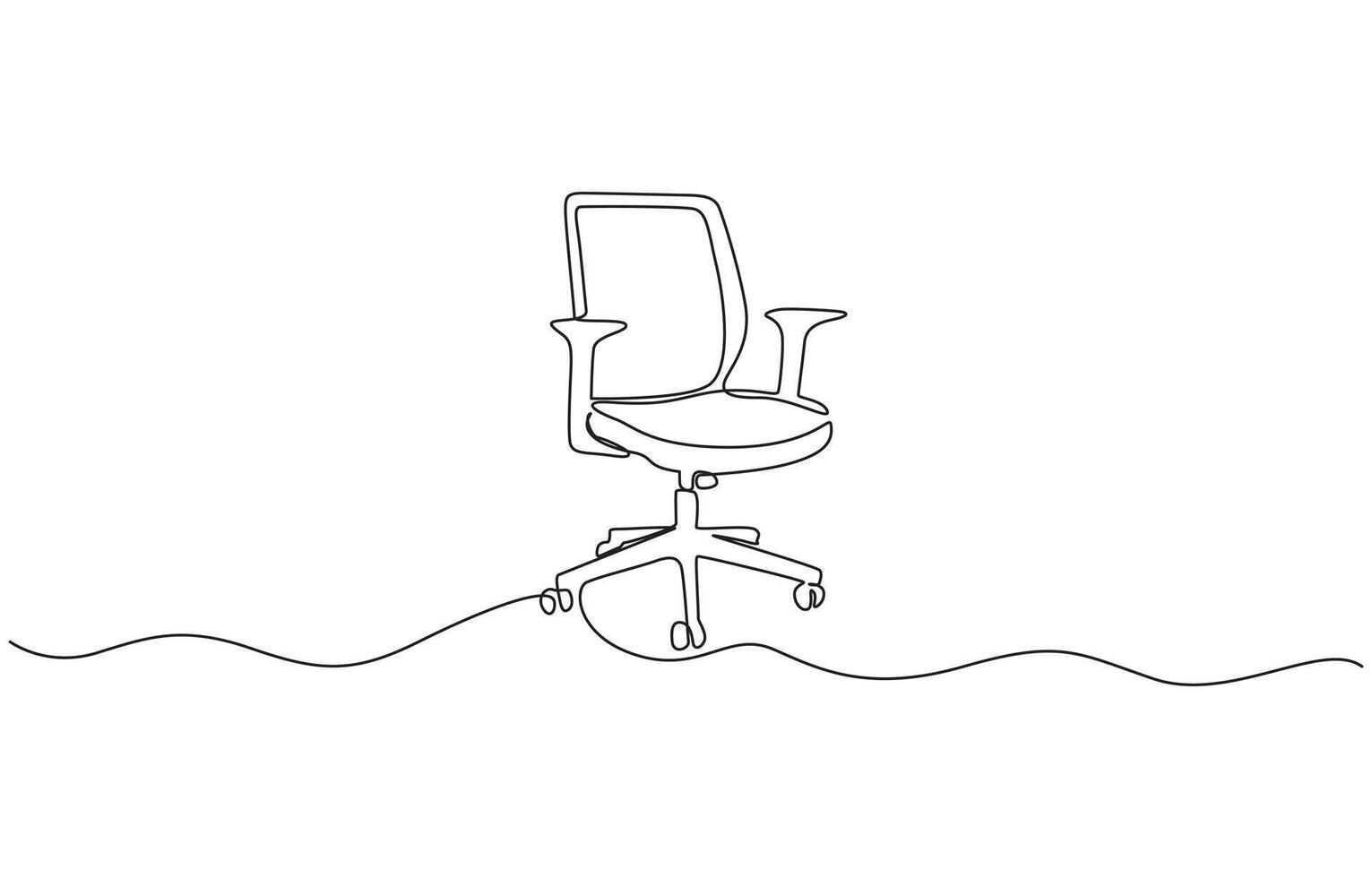 Continuous one line drawing of executive office chair. One line drawing illustration of office armchair. Office interior concept continuous line art. Editable outline. vector
