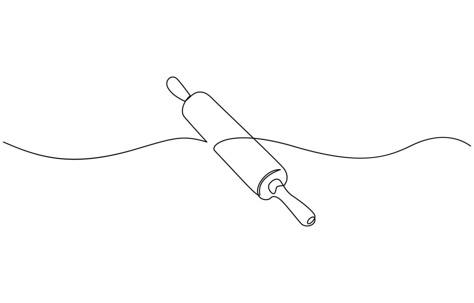 Rolling pin kitchen utensils one line continuous drawing illustration, Editable stroke, Rolling pin kitchen utensils one line continuous drawing outline vector