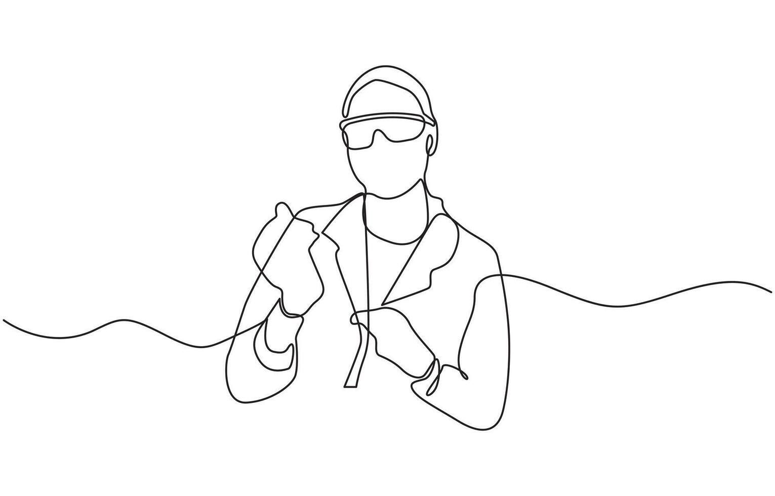 One continuous line drawing of boy added chemicals for research, Tests with liquid in tube. Scientist concept line art illustration vector