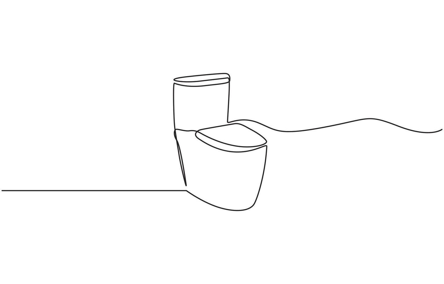 Continuous one line drawing of hygienic flush toilet design. Flush toilet in single line drawing illustration editable outline. vector