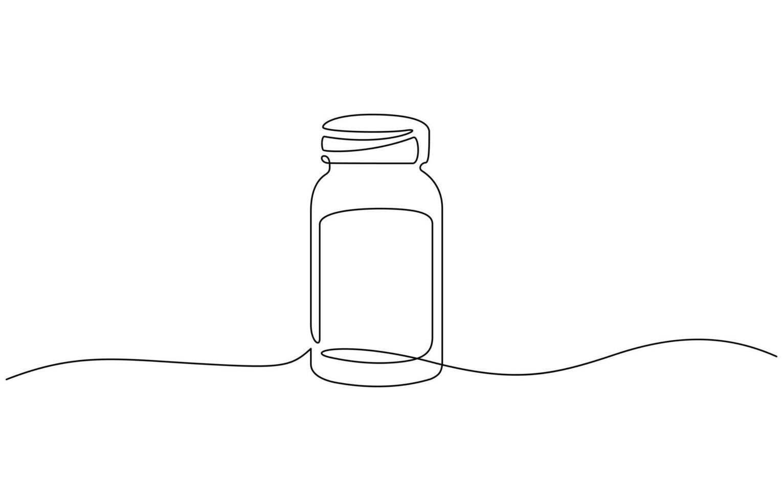 Continuous one line drawing of medicine tablet and pill. Medical drugs, vaccine, pharmacy in single line, Medicine container, pill bottle, vitamins and supplements jar vector