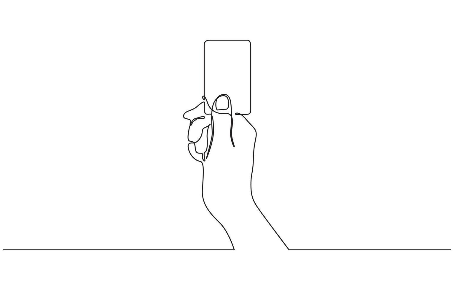 Continuous one line drawing of hand holding credit card. Contactless bank card in hand. Hand holding credit card in a continuous one line drawing style. Editable outline. vector