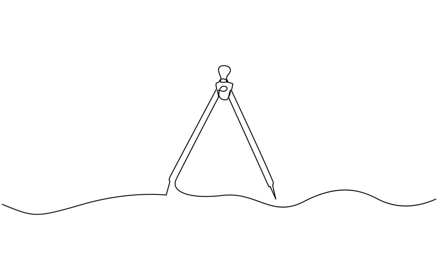 Drawing Compass Editable Continuous Line Icon, Continuous Line Art of Drawing Compass vector