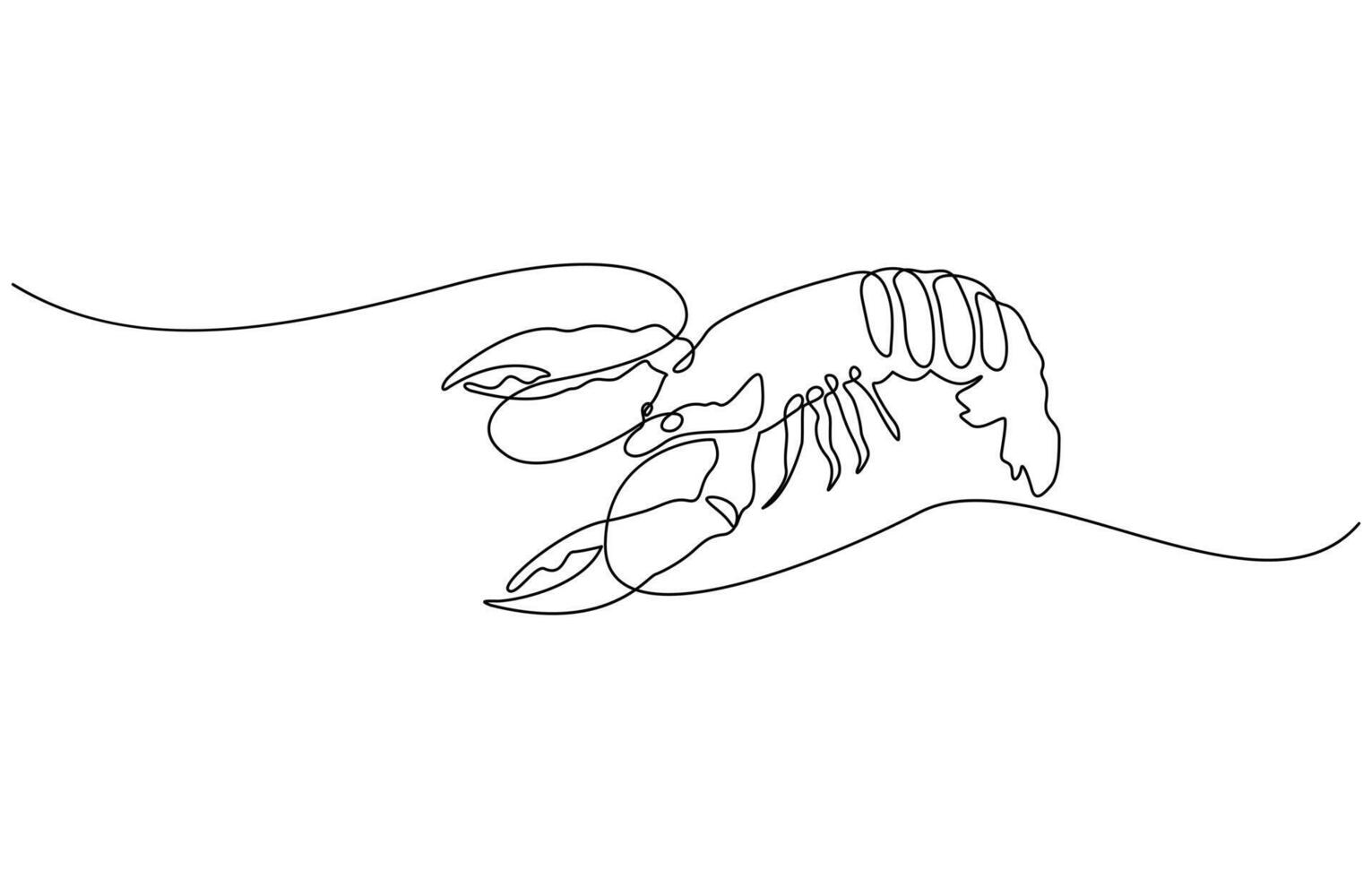Continuous line drawing of lobster crayfish. One line of lobster crayfish. Marine animal concept Single line art illustration of crayfish lobster Editable outline vector