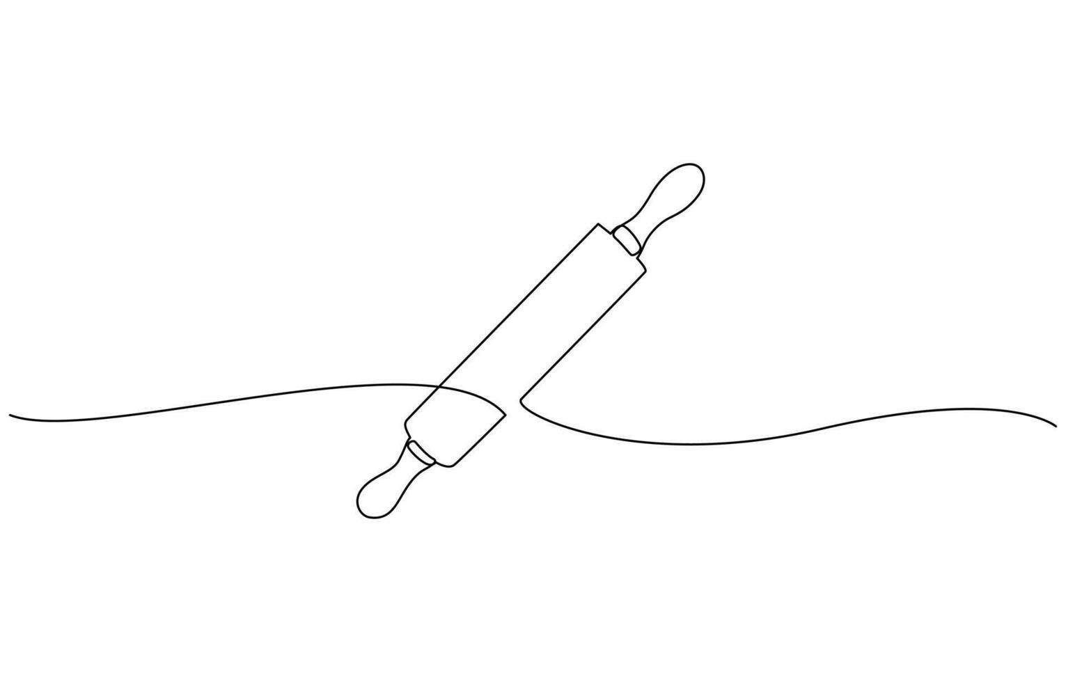 Rolling pin kitchen utensils one line continuous drawing illustration, Editable stroke, Rolling pin kitchen utensils one line continuous drawing vector