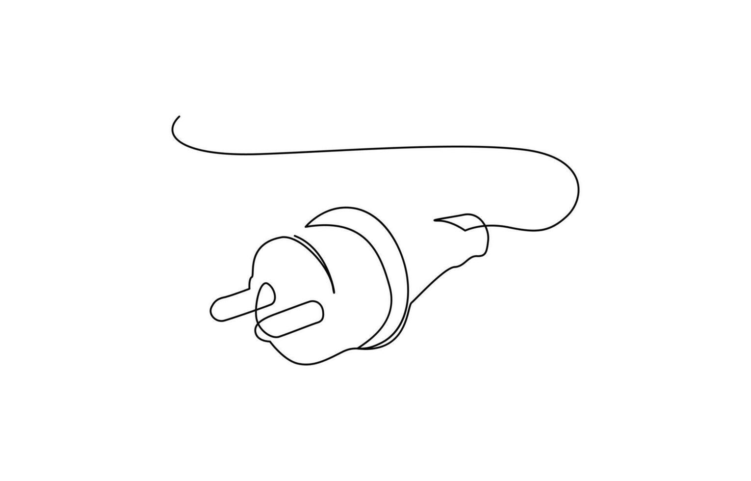 Plug inserting into electric outlet in continuous line art drawing style, Power plug and socket minimalist line, Continuous line art drawing of a plug being inserted into an electric editable outline vector