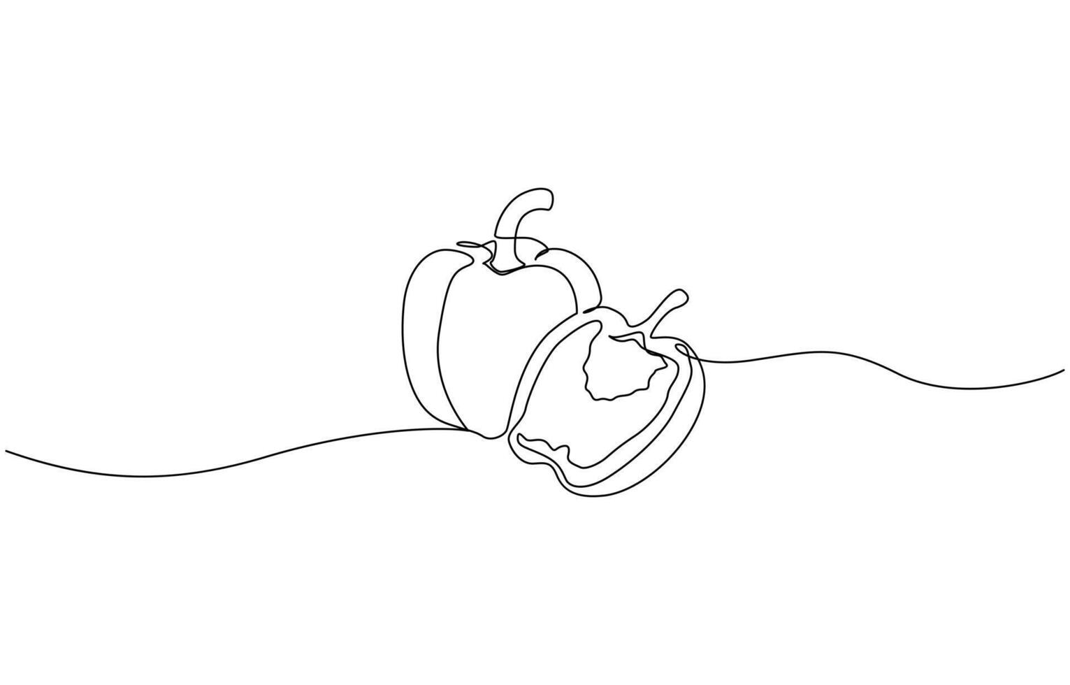 Capcicum continuous one line drawing, Continuous one line drawing of Sweet pepper bell pepper line art line art sketch illustration design, vector