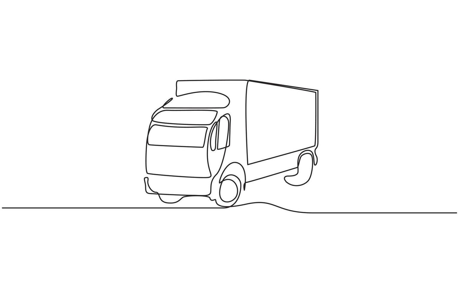 Truck continuous one line drawing. Single line art illustration, Continuous one line drawing of dump truck minimalism style vector