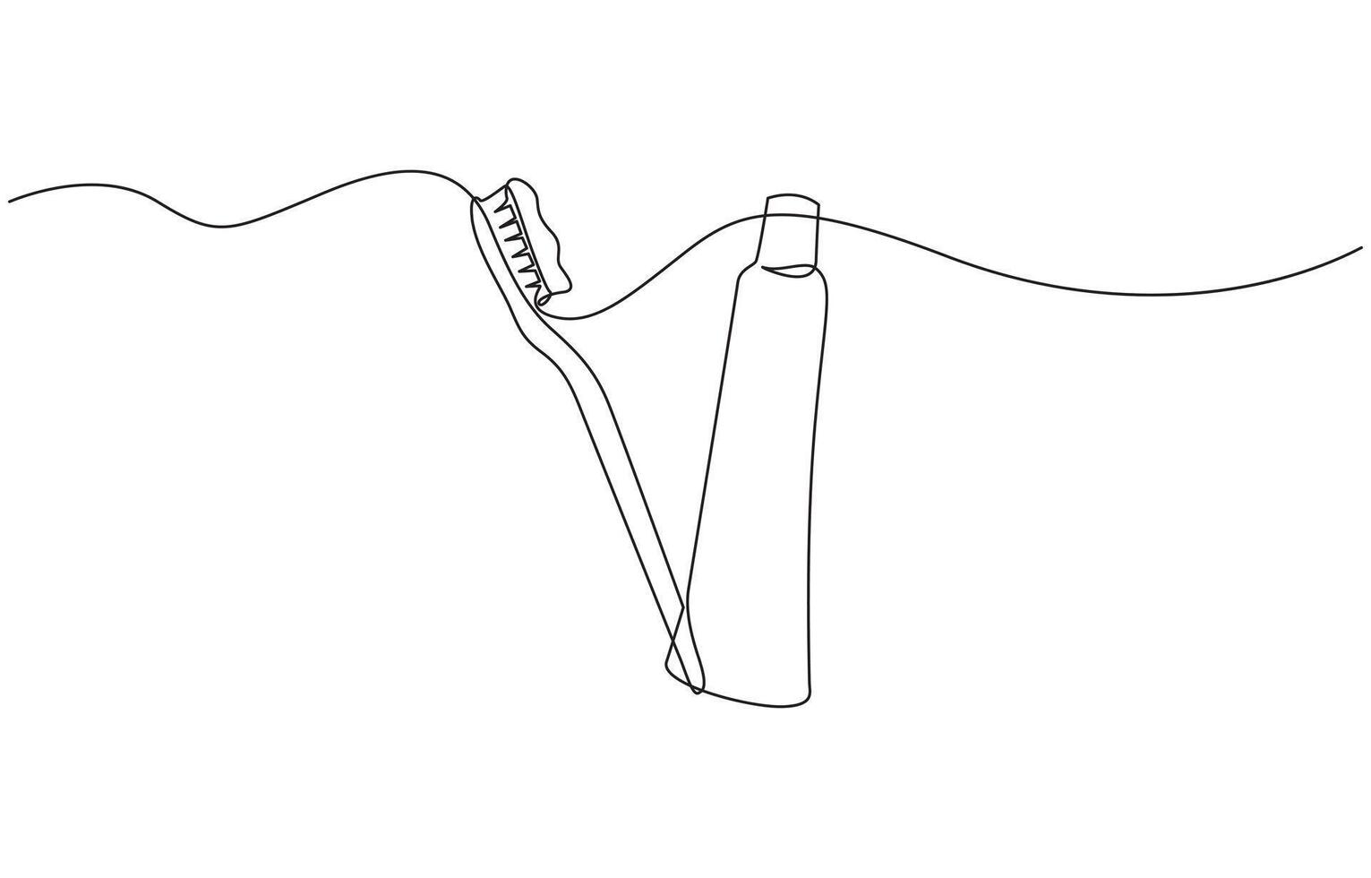 Continuous one line drawing of brush with toothpaste, Single line drawing illustration of Tooth paste with brush. Branding oral care products concept illustration art. Editable outline vector