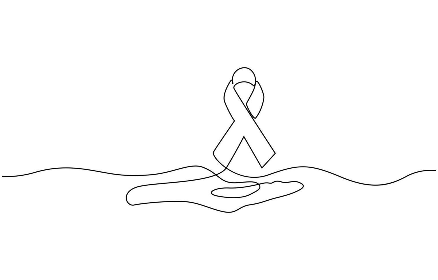 Continuous one line drawing hand holding ribbon and giving support, Single one line drawing a hand holding a ribbon. Symbolizes support. vector