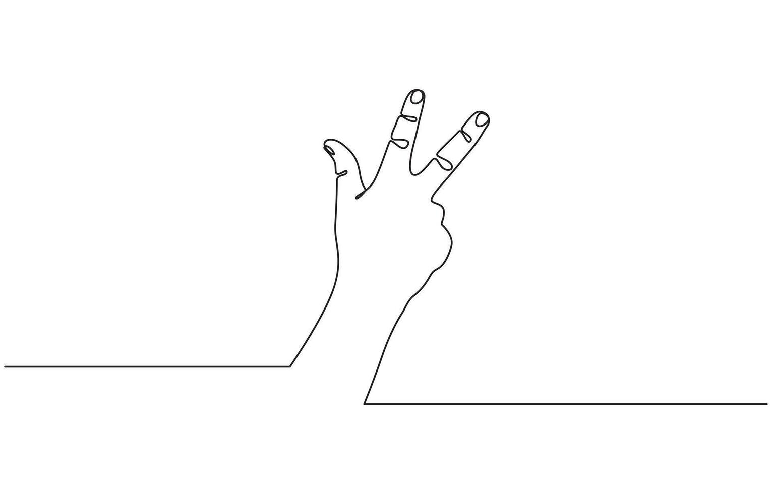 Continuous one line drawing hand gesture v symbol for peace peace day concept, Victory sign continuous one line drawing minimalism design editable outline. vector