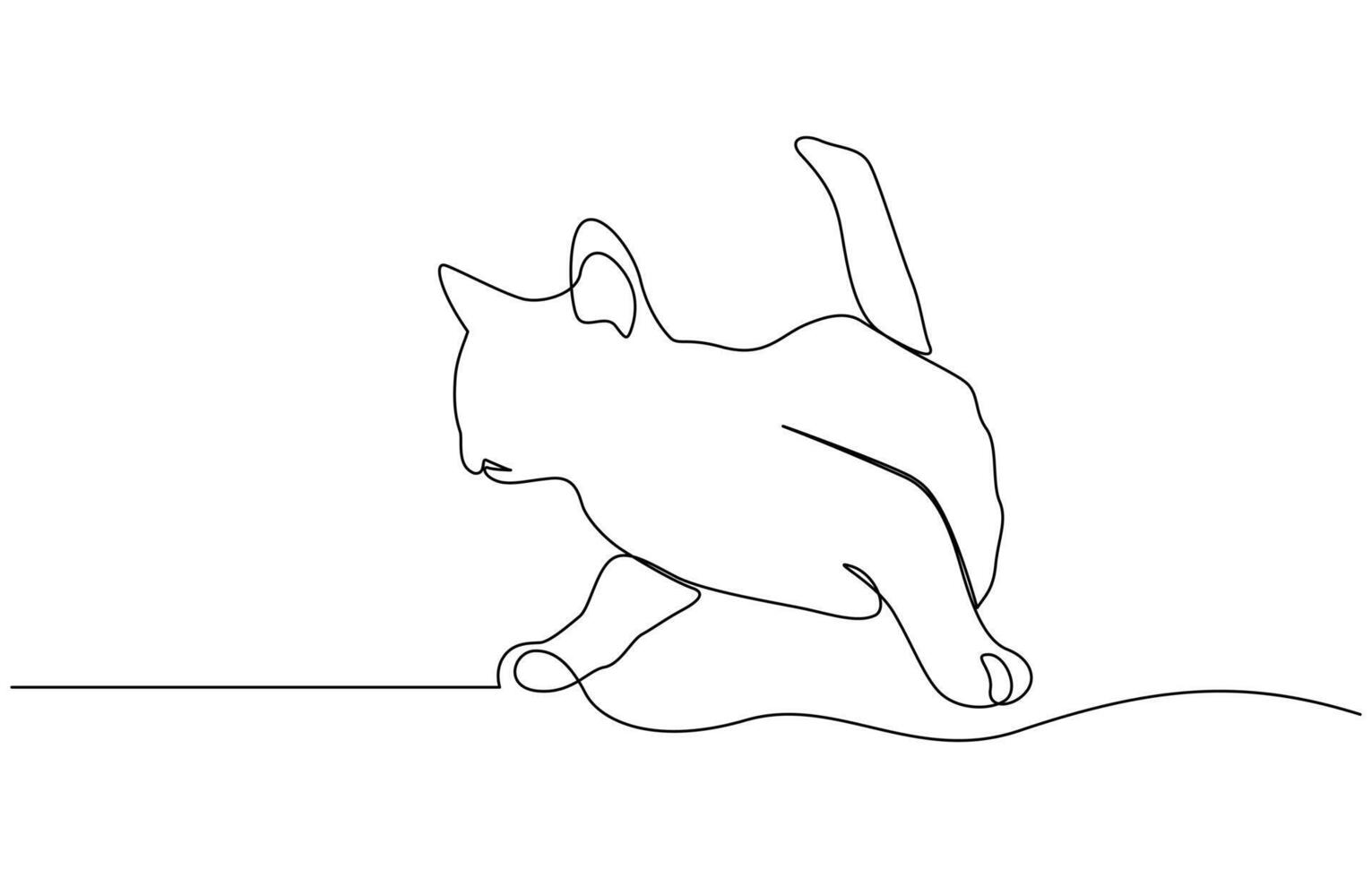 New minimalist design minimalism animal pet of cat illustration. Continuous one simple single abstract line drawing of cat icon in silhouette on a white background. vector