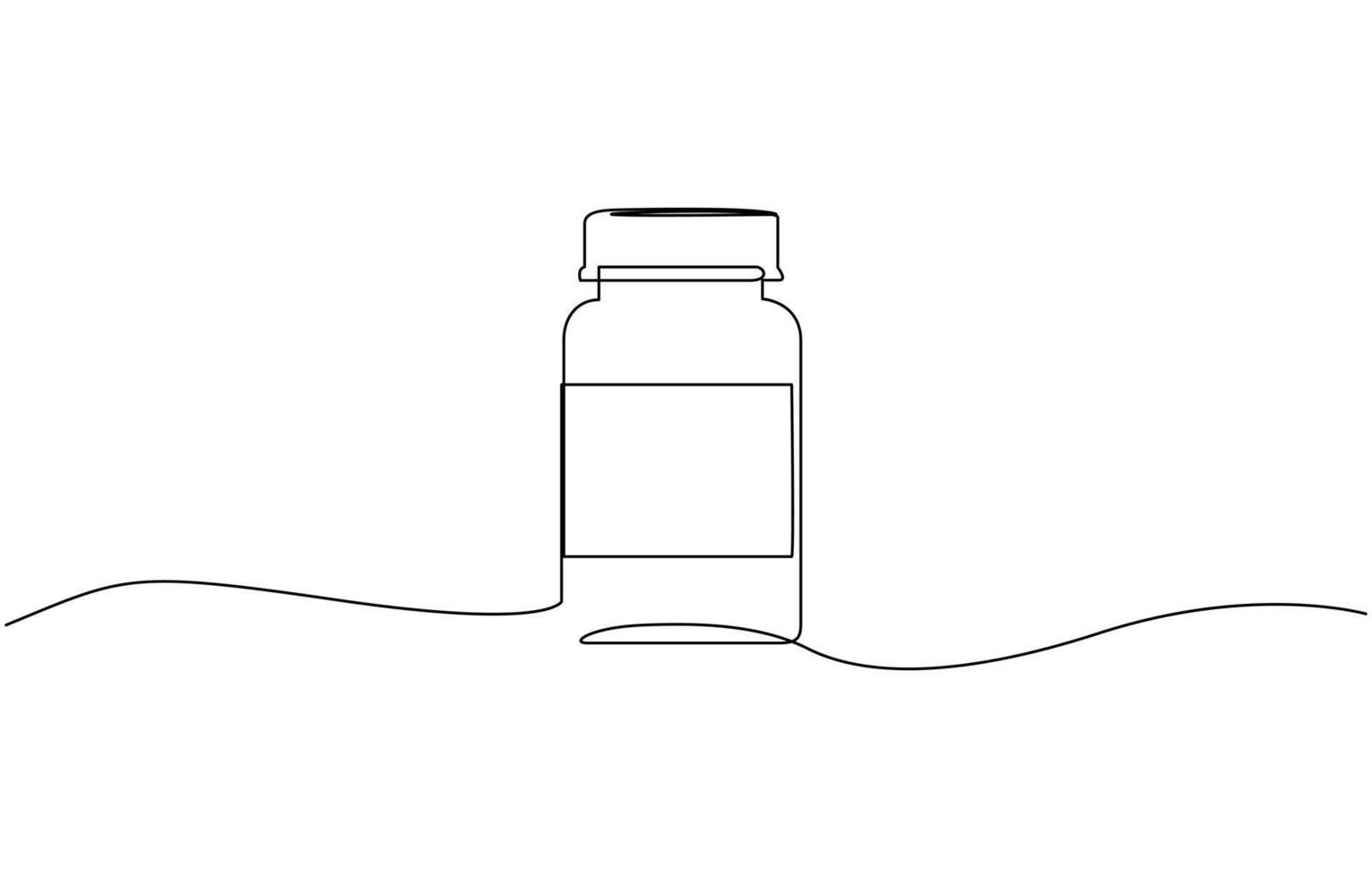Continuous one line drawing of medicine tablet and pill. Medical drugs, vaccine, pharmacy in single line, Medicine container, pill bottle, vitamins and supplements jar editable outline. vector