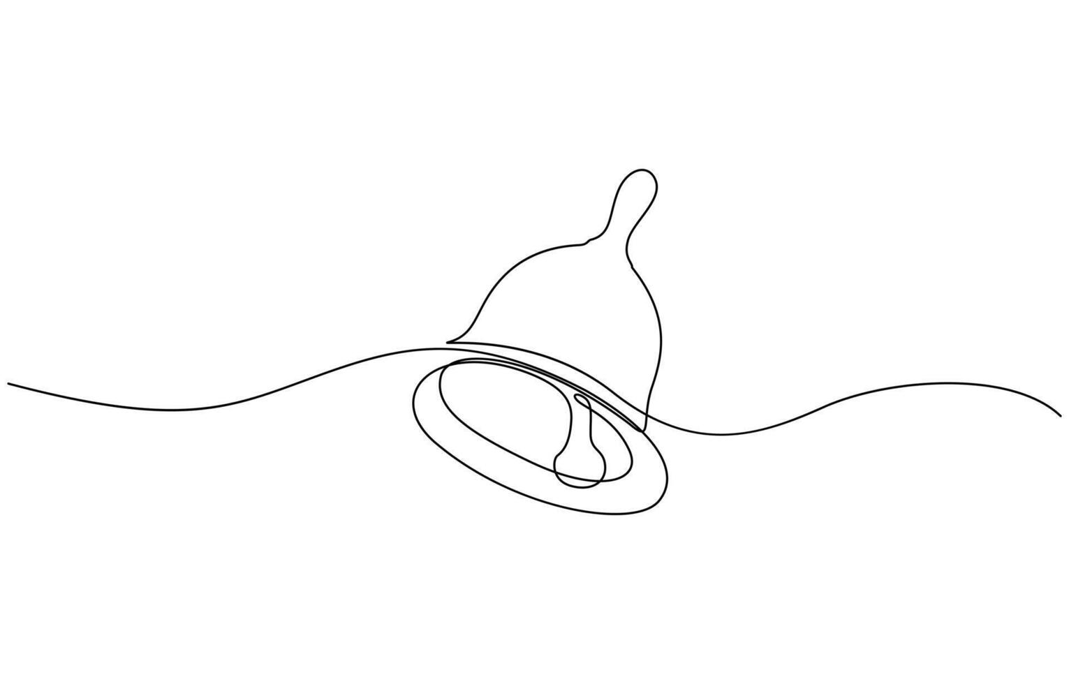 Bell continuous one line art drawing Minimalist christmas decoration, a bell with ribbon drawn with one continuous line. sketch line illustration outline. vector