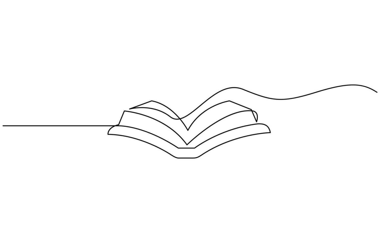 Continuous one line drawing of opened book. One line drawing illustration of book open, One line drawing illustration of book open. Education, idea, school concept single line editable stroke. vector