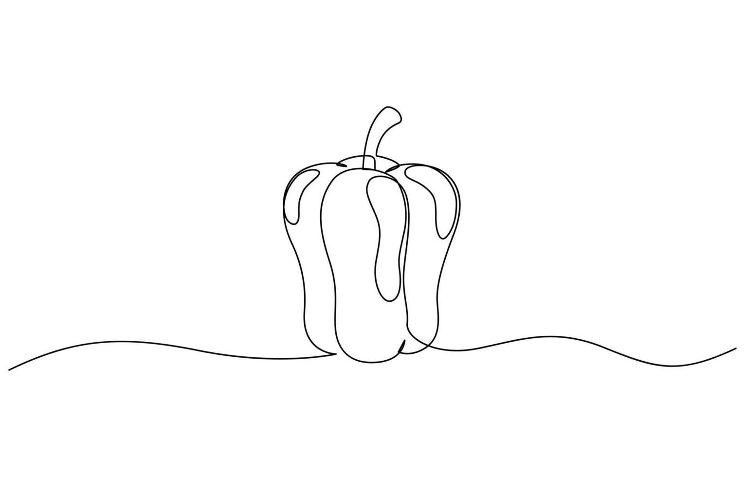 Capcicum continuous one line drawing, Continuous one line drawing of Sweet pepper bell pepper line art line art sketch illustration design vector
