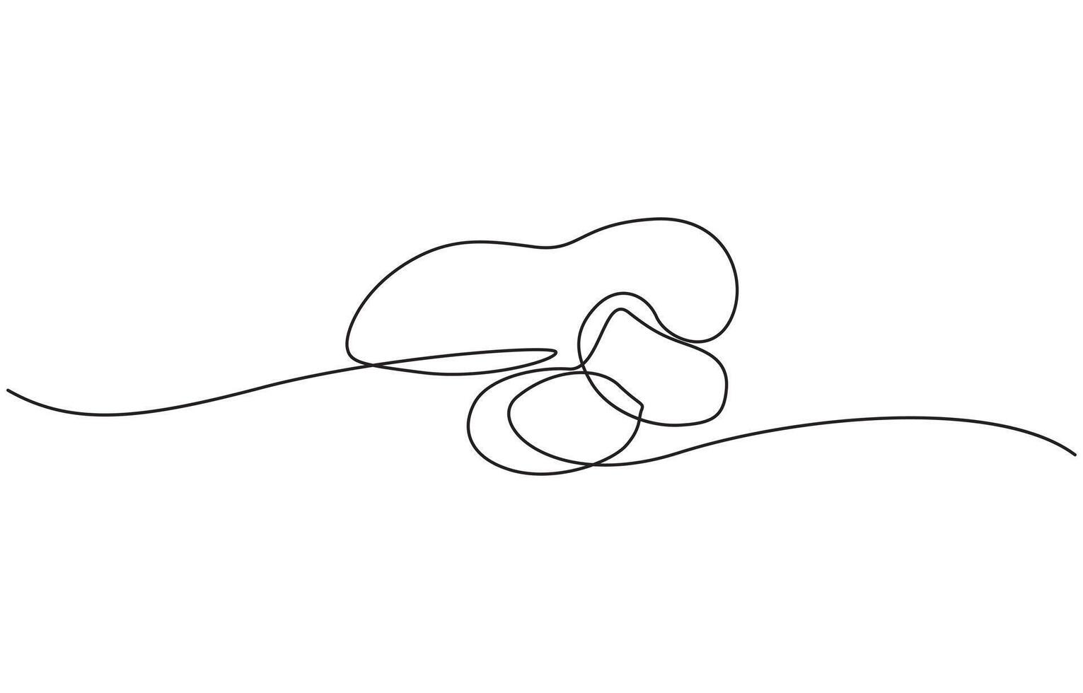Continuous one line drawing whole and peeled healthy organic peanut, Fresh hypogaea concept for edible beans icon. Single line draw outline design. vector