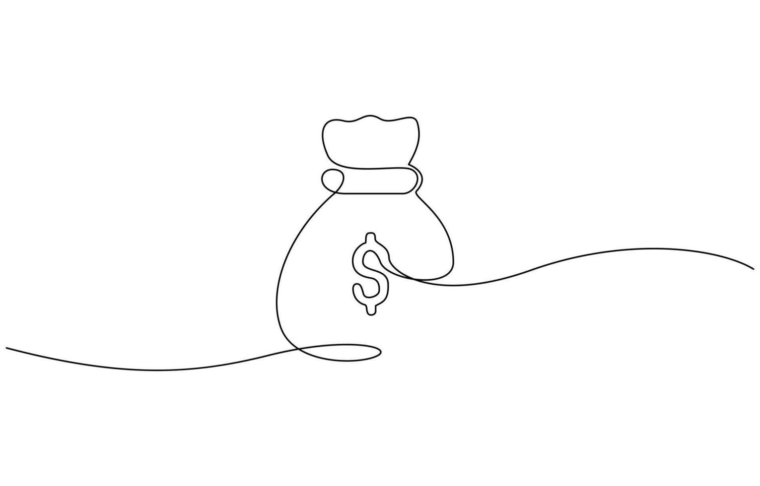 Continuous one line drawing of dollar money bag design. Single Line Drawing of Saving Money Icon. Money bag storage in single line draw illustration editable outline. vector
