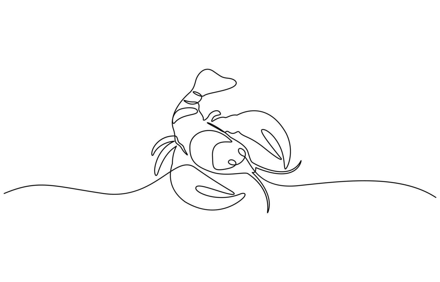 Continuous line drawing of lobster crayfish. One line of lobster crayfish. Marine animal concept Single line art illustration of crayfish lobster, Editable outline. vector