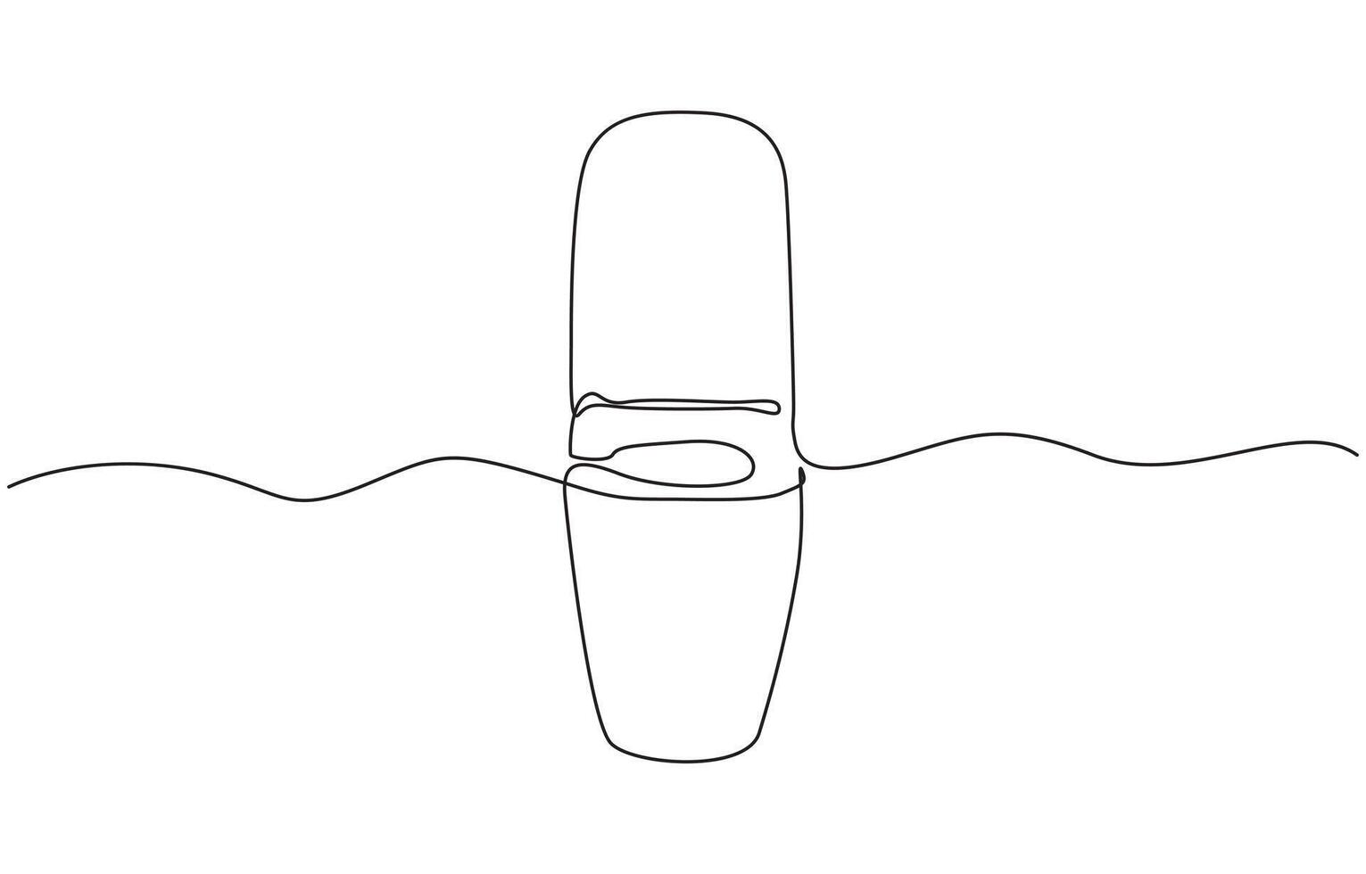 Continuous one line drawing of hygienic flush toilet design. Flush toilet in single line drawing illustration editable outline vector