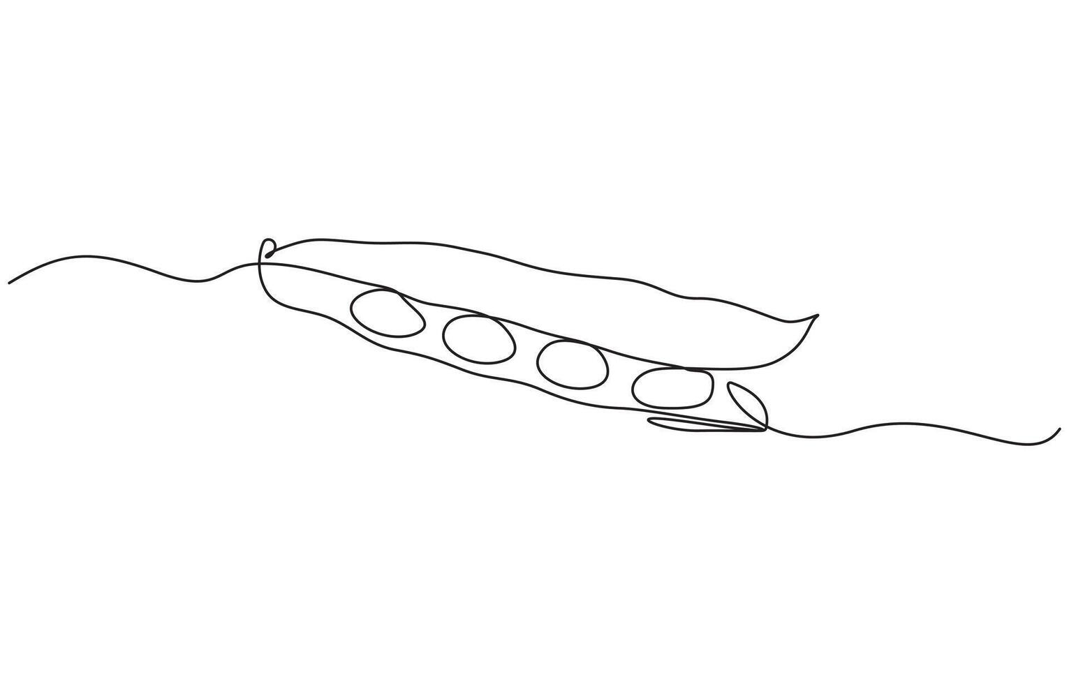 One continuous line art drawing with lettering organic fava beans, Pro illustration isolated on white background. vector