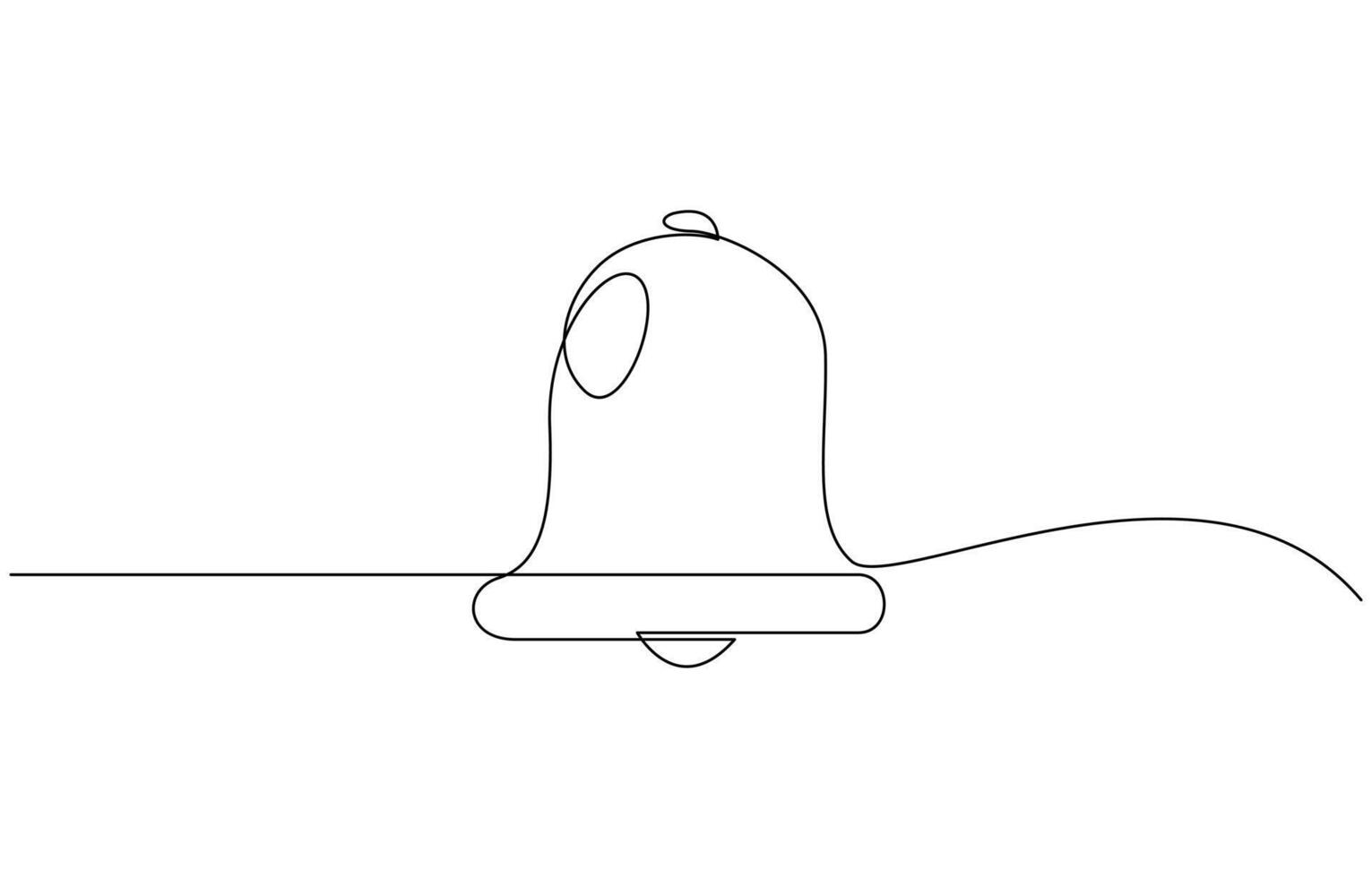 Bell continuous one line art drawing Minimalist christmas decoration, a bell with ribbon drawn with one continuous line. sketch line illustration. vector