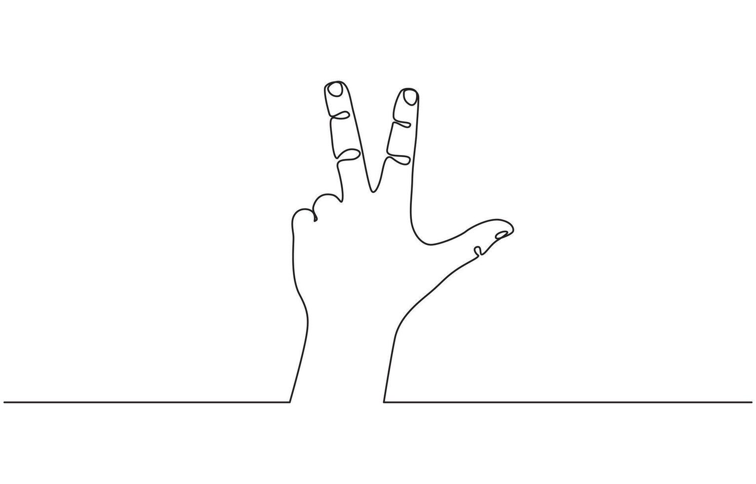 Continuous one line drawing hand gesture v symbol for peace peace day concept, Victory sign continuous one line drawing minimalism design vector