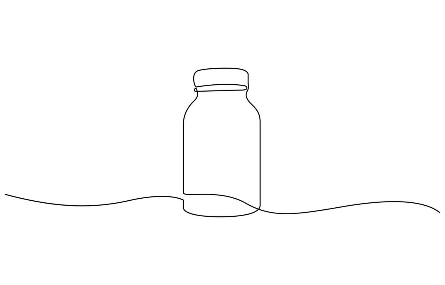 Continuous one line drawing of medicine tablet and pill. Medical drugs, vaccine, pharmacy in single line, Medicine container, pill bottle, vitamins and supplements jar. vector