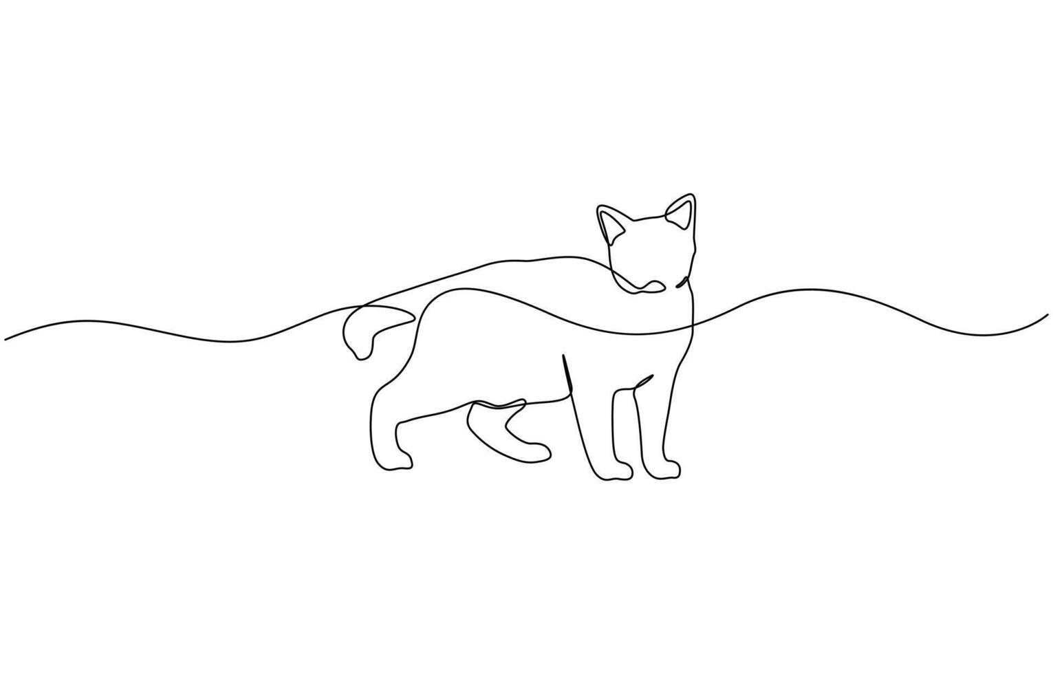 New minimalist design minimalism animal pet of cat illustration. Continuous one simple single abstract line drawing of cat icon in silhouette on a white background vector