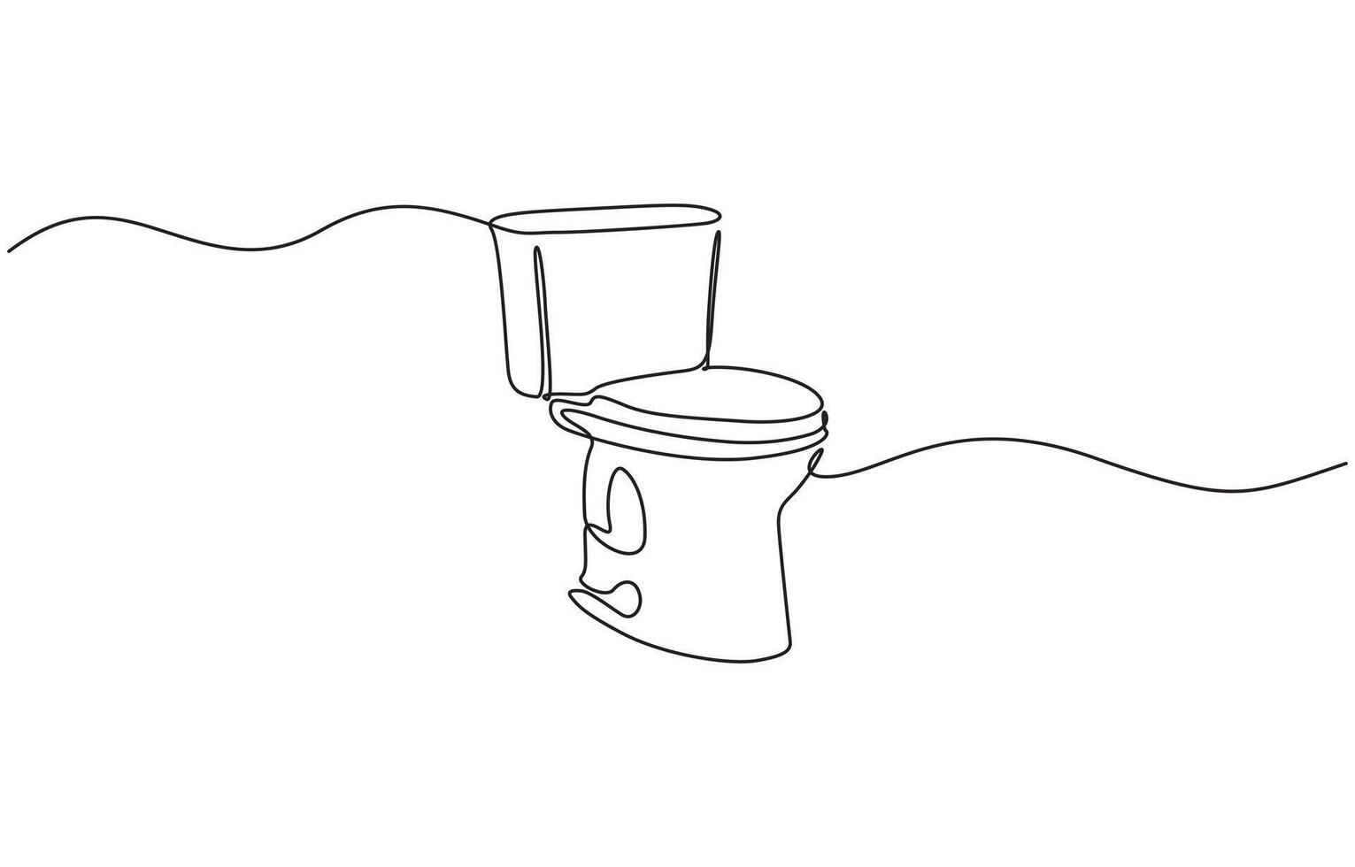 Continuous one line drawing of hygienic flush toilet design. Flush toilet in single line drawing illustration. Editable stroke. vector