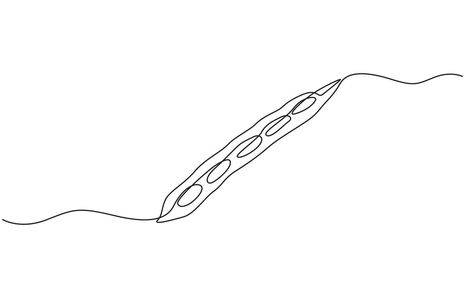 One continuous line art drawing with lettering organic fava beans, Pro illustration isolated on white background vector
