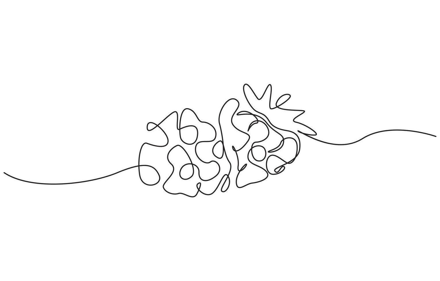 Continuous one line drawing. Raspberry berry fruit. Minimalist black linear sketch on white background outline. vector