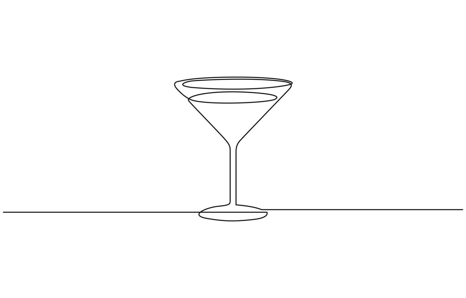 One continuous line drawing cocktail wine glass symbol concept. Cocktail drink continuous one line drawing. Black and white sketch illustration vector