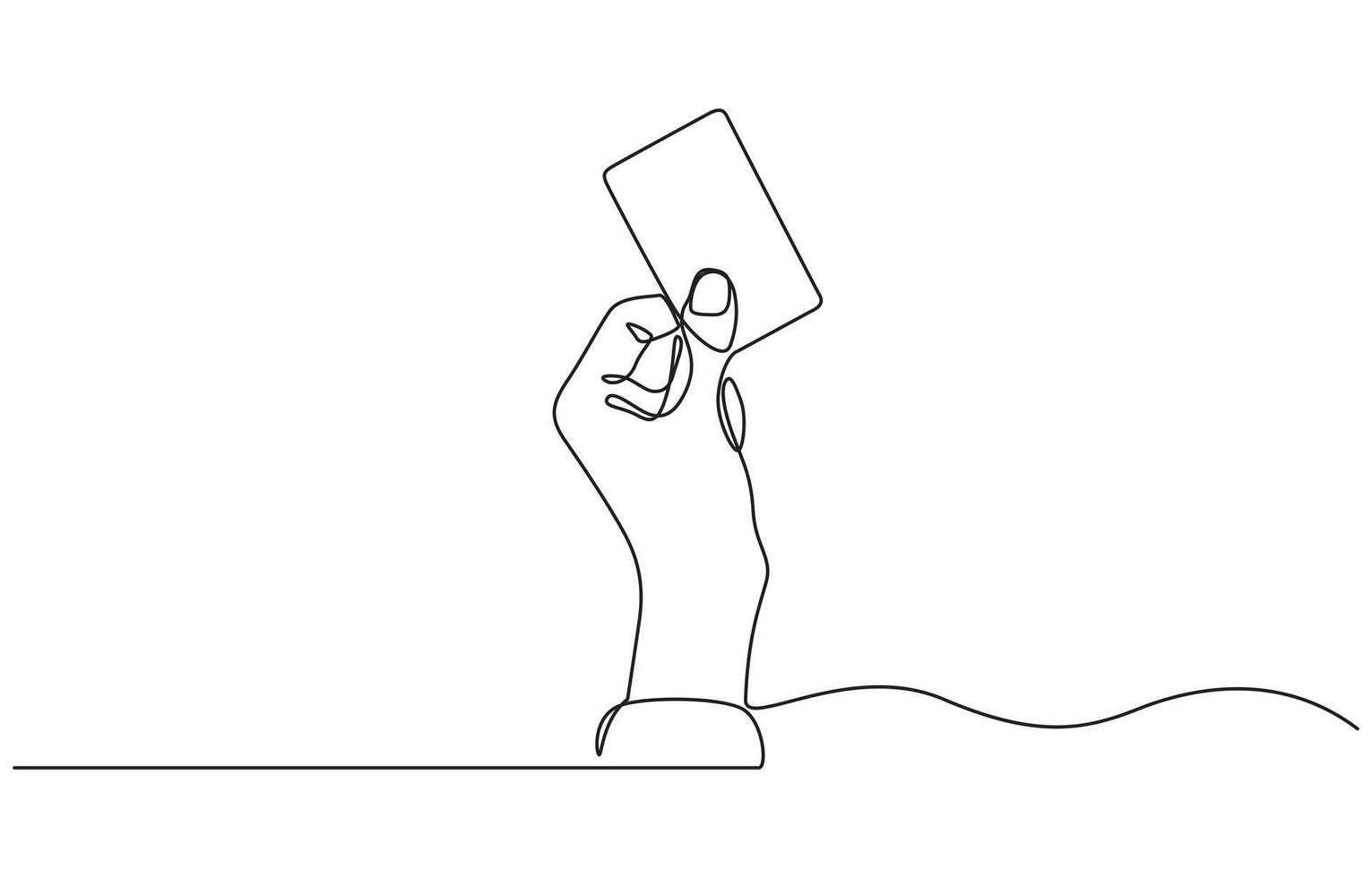 Hand holding credit card in a continuous one line drawing style. Bank card in hand icon line continuous drawing. One line Contactless payment vector