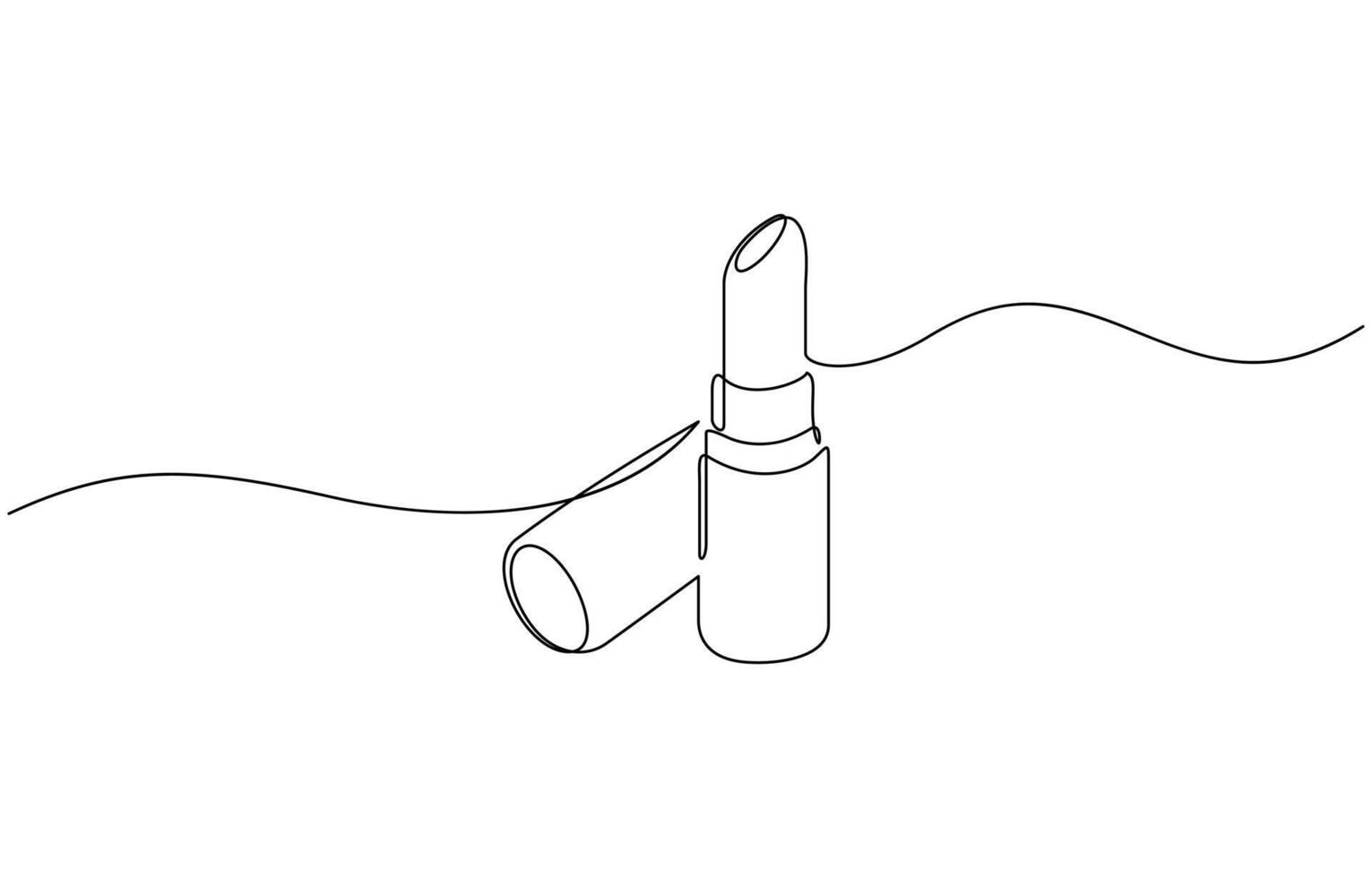 Continuous one line drawing of lipstick design. Lipstick continuous one line drawing and minimalist style isolate outline icon. Editable outline. vector