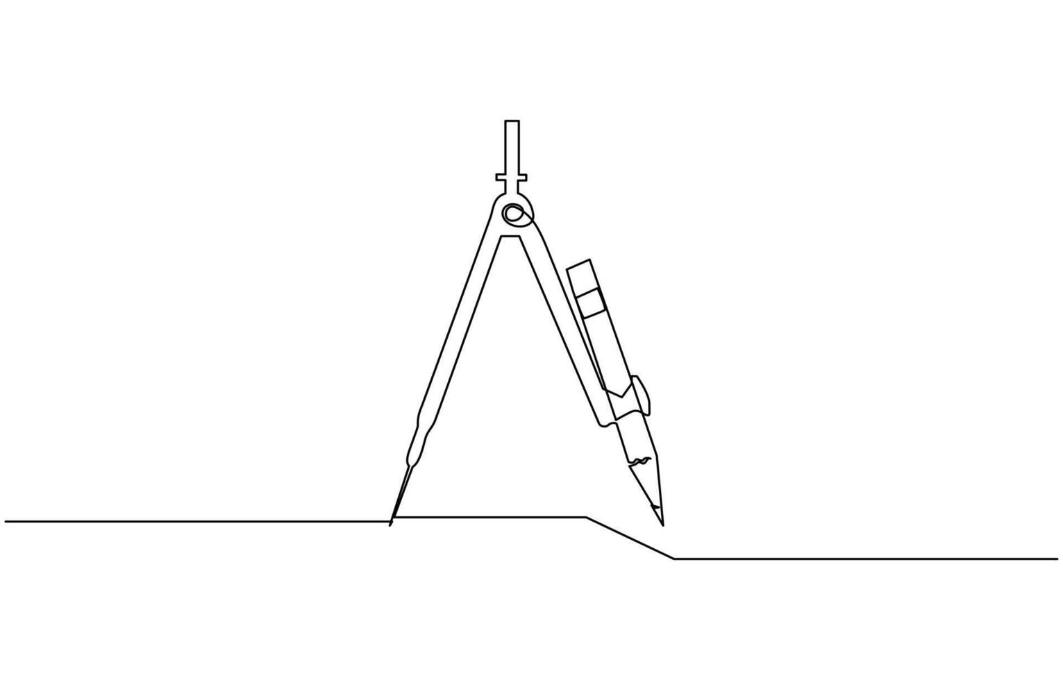 Drawing Compass Editable Continuous Line Icon, Continuous Line Art of Drawing Compass, School Bag vector